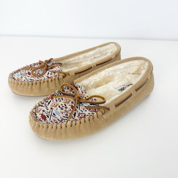 Minnetonka Womens Moccasins Slippers Faux Fur Lining Sz 10 - Picture 3 of 7